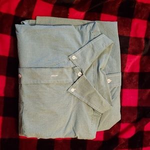 2xl long sleeve teal and white dress shirt